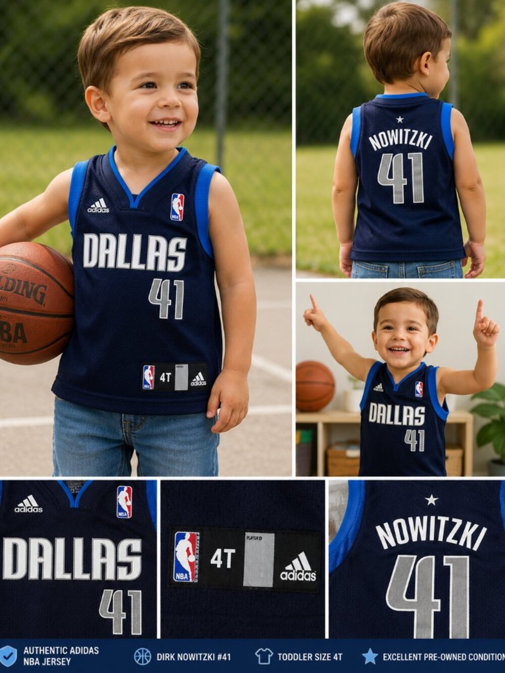 Adidas Dallas Mavericks Dirk Nowitzki #41 Toddler Jersey | Size 4T | NBA Youth